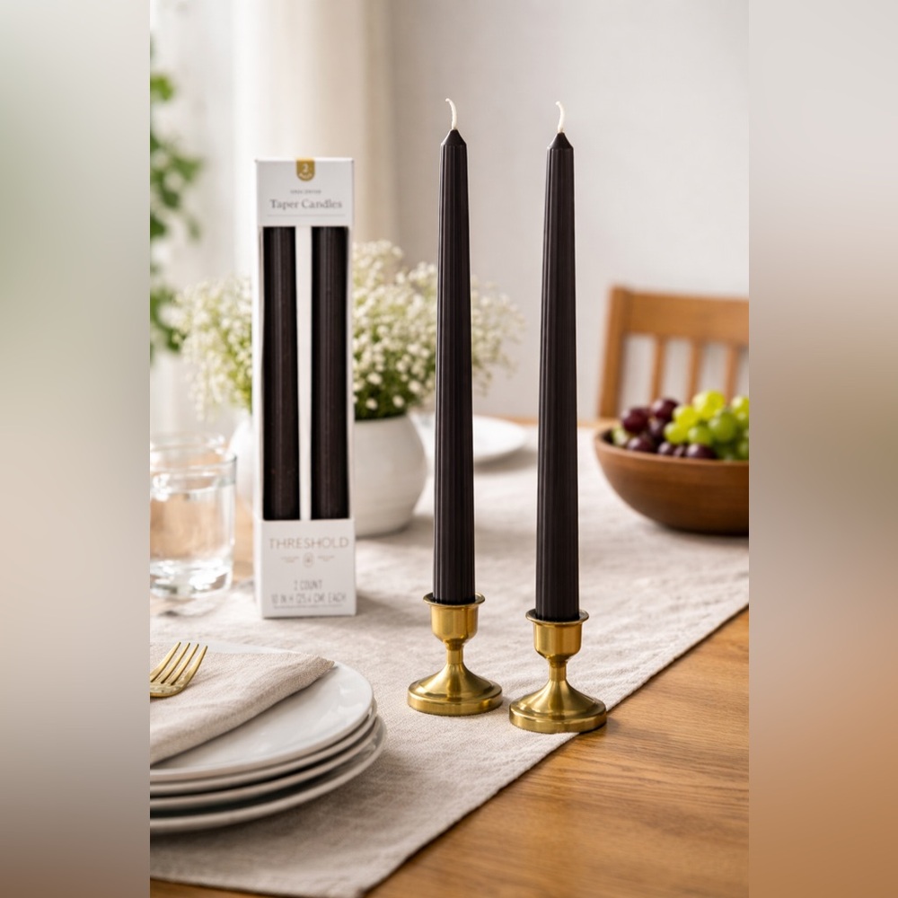 Threshold Unscented Taper Candles Black 2 Count 10in Dinner Candles
